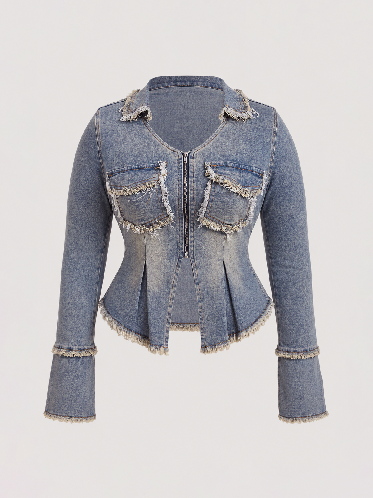 Sloane Vintage Frayed Plus Size Jean Jacket