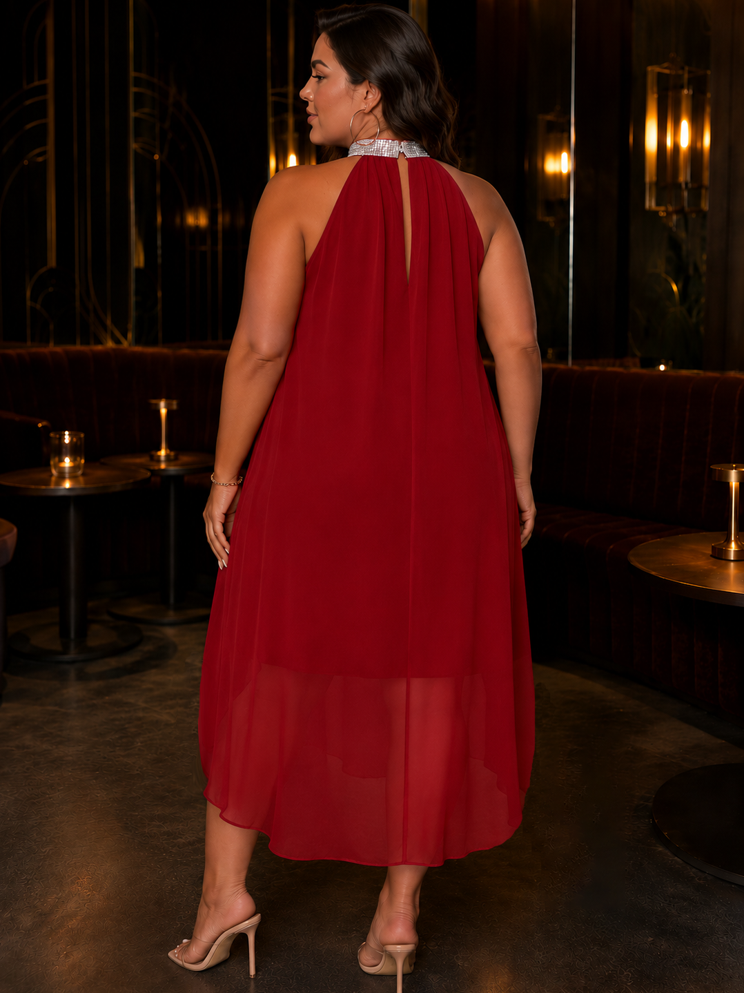Rosie Halter Plus Size Cocktail Dress