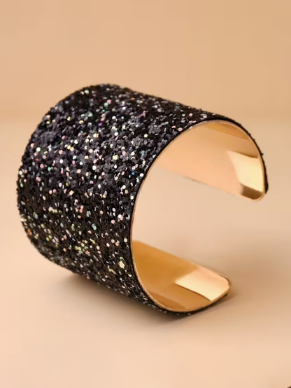Exaggerated Glitter Cuff Bracelet, bracelet, alternate view
