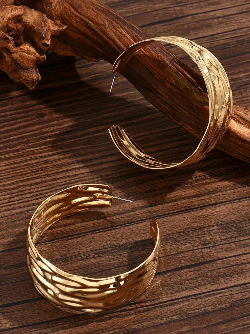 Extra Thick Hoop Earrings, earrings, detail view