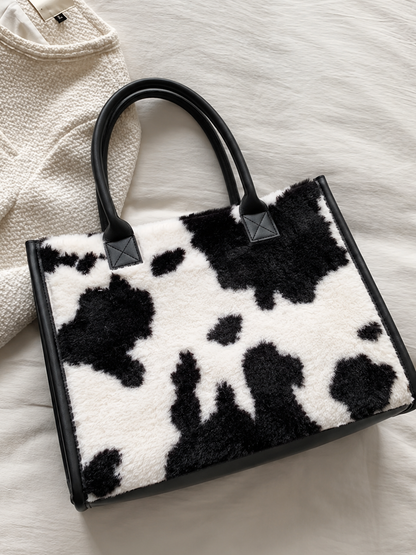 Plush Cow Print Bag