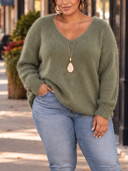 Susana V-Neck Plus Size Sweater