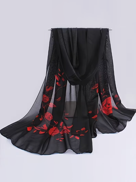 Roses Are Red Sheer Scarf, scarf, front view