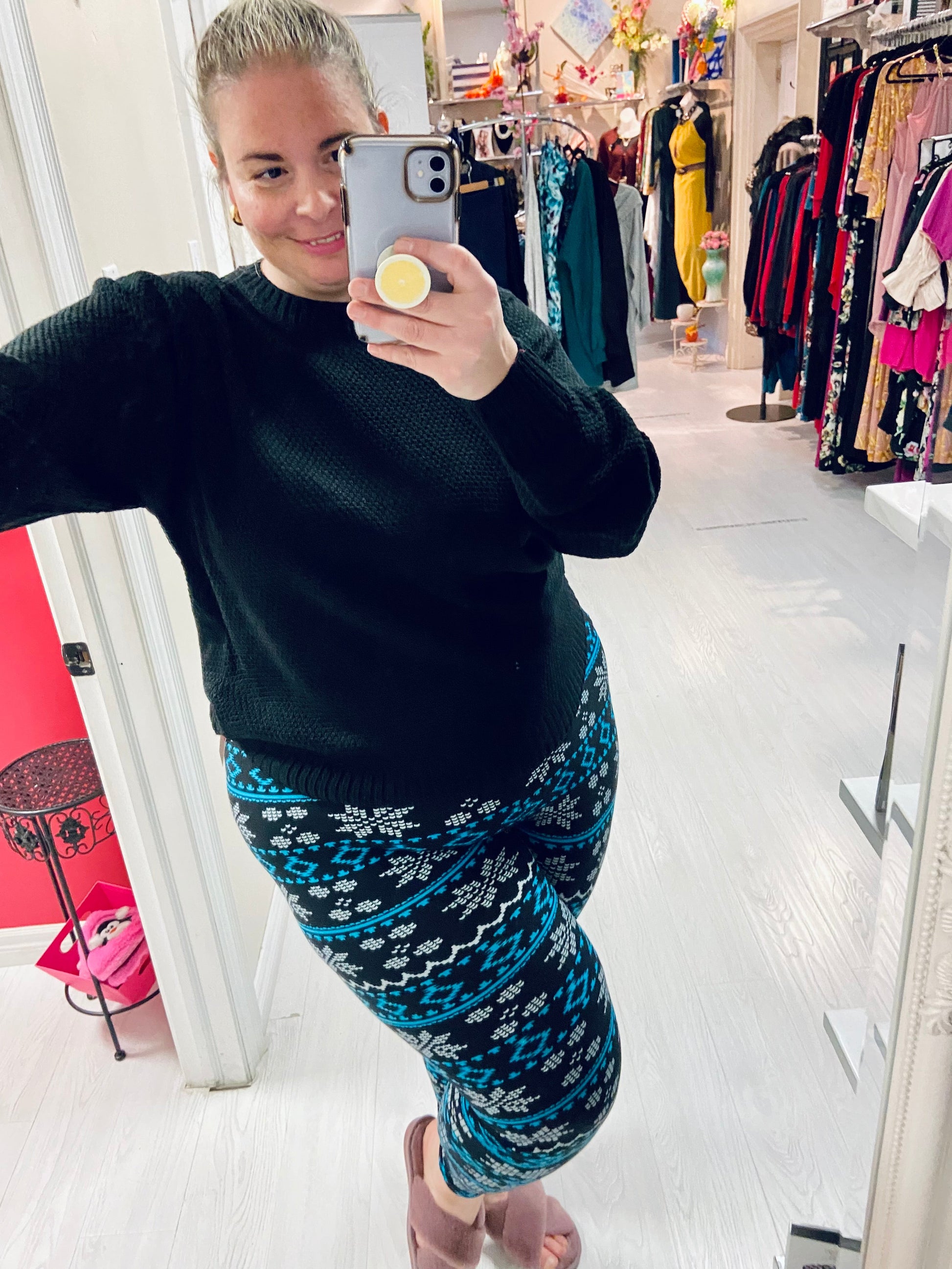 Zeema Microfiber Plus Size Legging in Winter Wonderland, plus size leggings, detail view